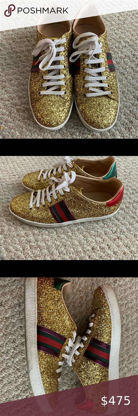 gucci ace gold glitter sneakers|Gucci ace gg suede sneakers.